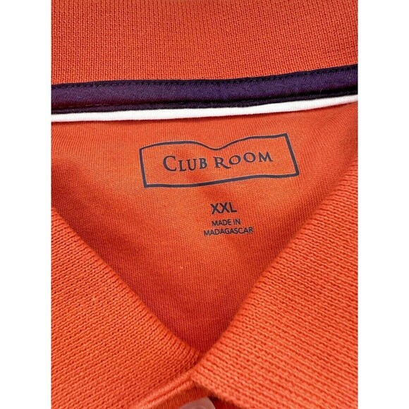 Club Room Men's Polo Shirt Ribbed Trim Short Sleeve Top Flame Orange Size 2XL - Picture 3 of 5